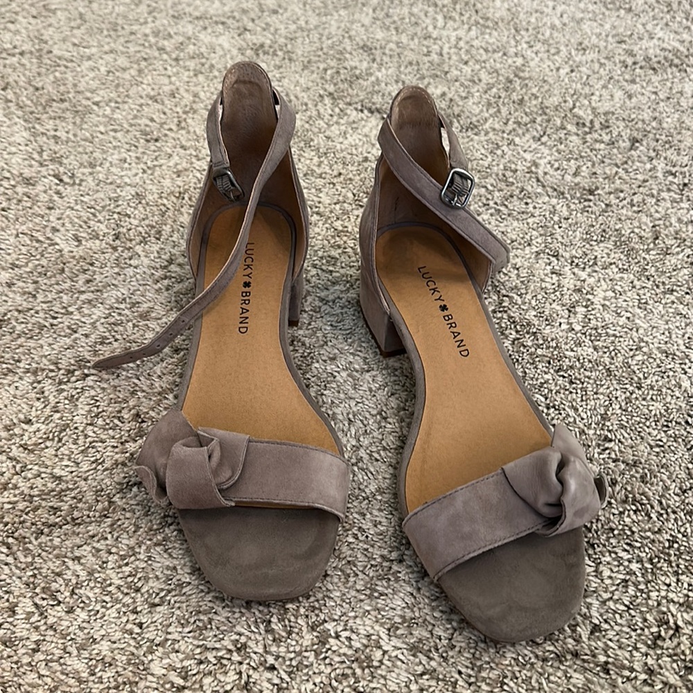 Gray suede heels! Worn once!